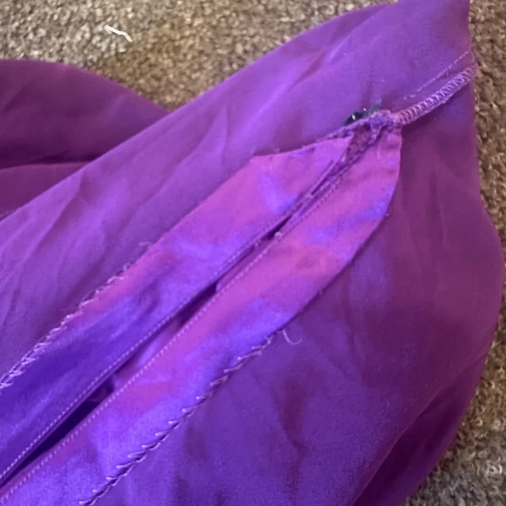 Retrofete Selma Slinky Satin Purple Cutout Low Cut Maxi Gown Size Small